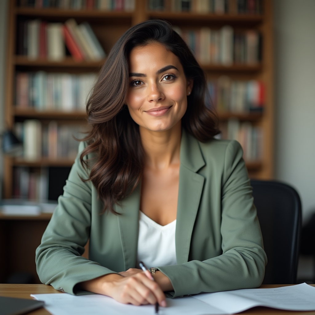 Financial educator reviewing documents at a desk
