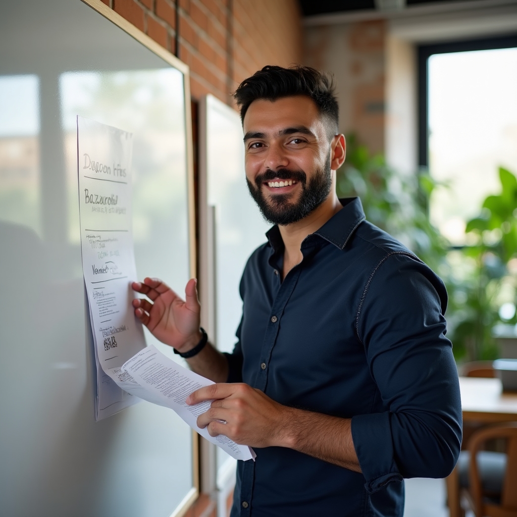 Labor law specialist at a workstation with reference materials