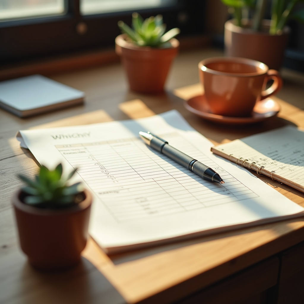 Financial planning session with documents and notes